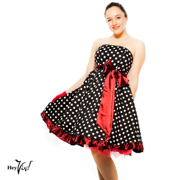 Chicstar Dresses & Skirts - Strapless Polka Dot Party Dress - Retro Style - XL